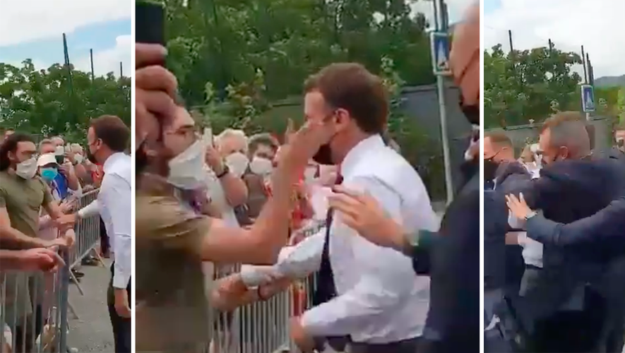 France: Emmanuel Macron giflé